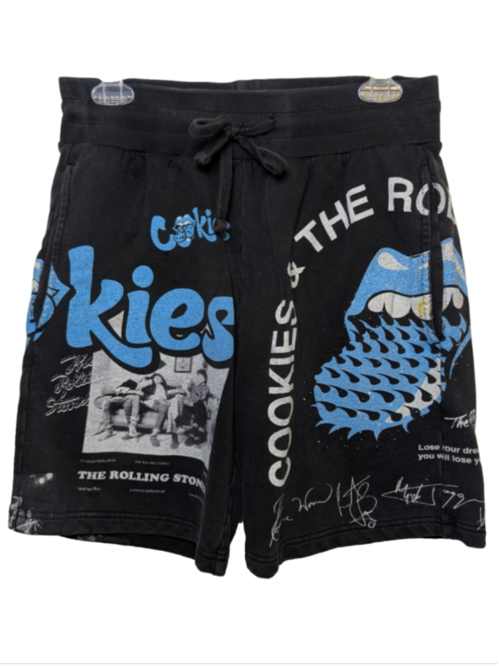 Cookies SF x The Rolling Stones Arch Fleece Shorts Black Wash Men's Size Small
